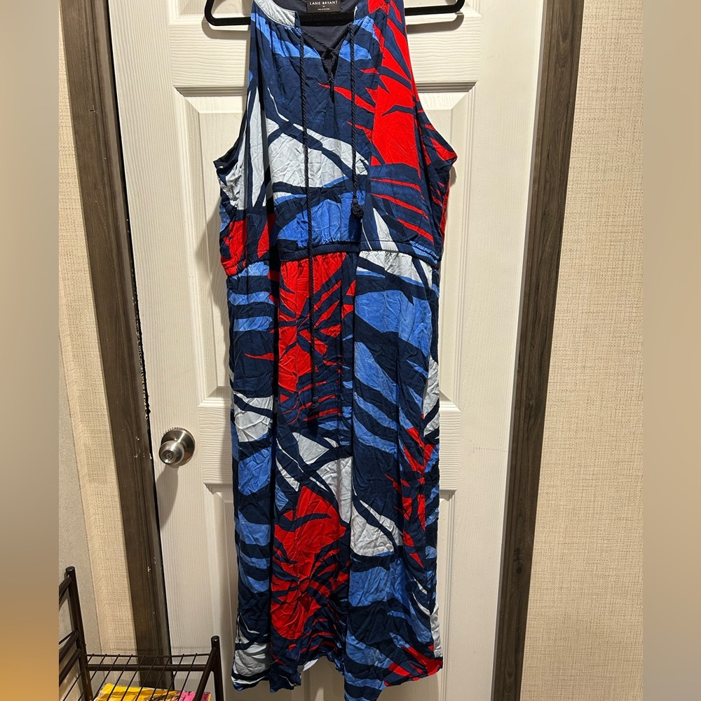 Lane Bryant Blue and Black Patterned Top